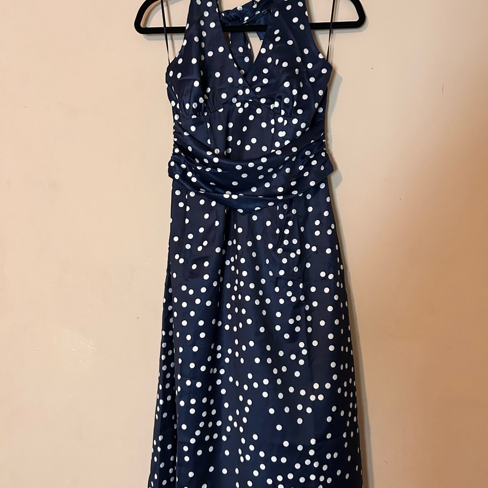 Fashion Nova Navy and White Polka Dot Dress